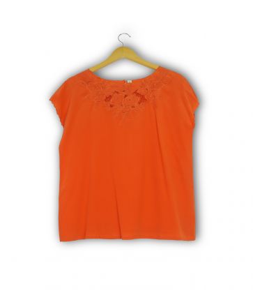 T-shirt orange en soie