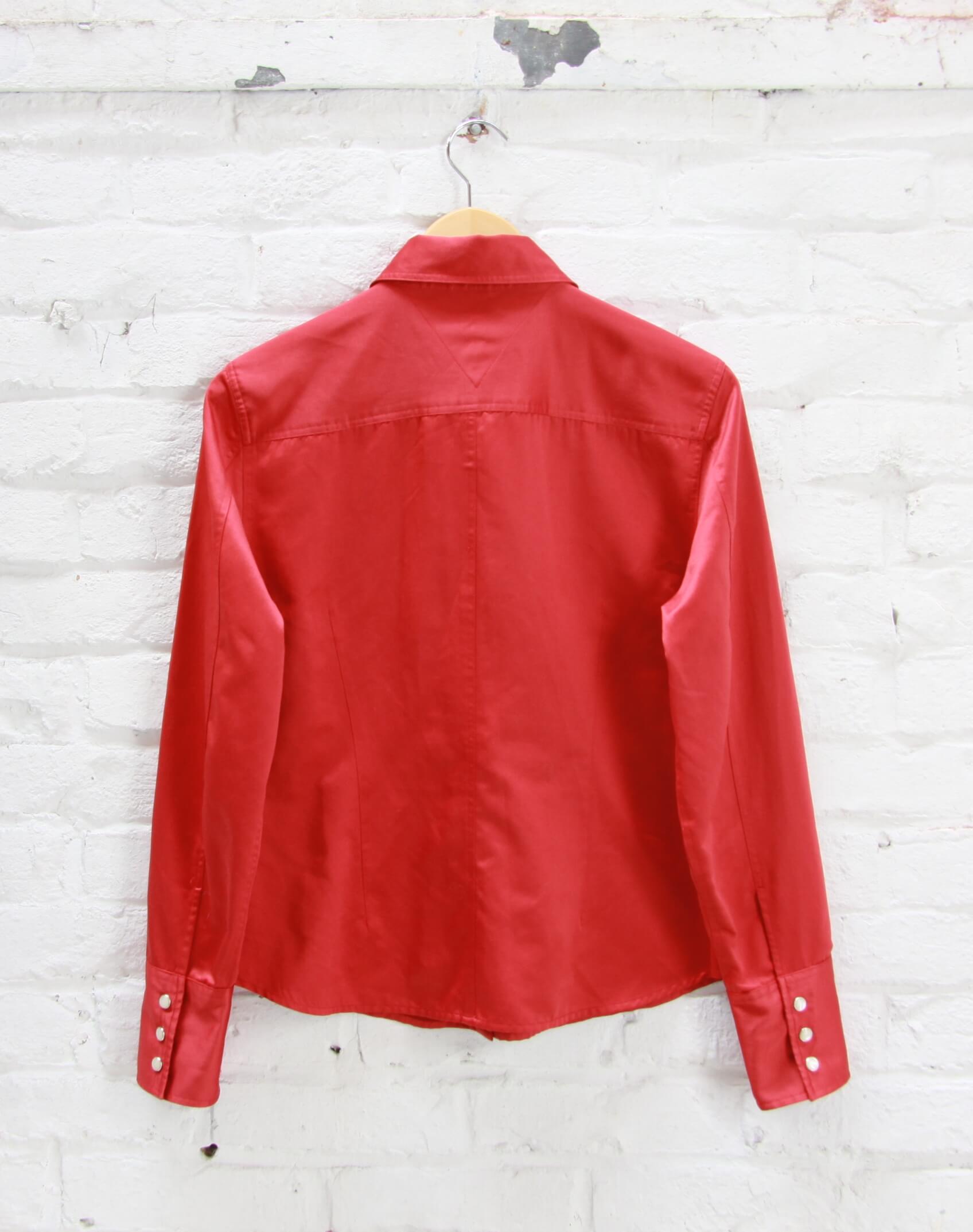 Chemisier Vintage Années 70 Imprimé Floral Rouge - Taille 8 - Occasion Très Bon état - Coton