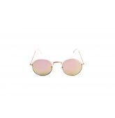 Lunette de Soleil Ronde Blanche Verres Miroirs Roses-1