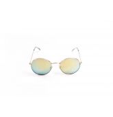 Lunette de Soleil Ronde Cuivre Verres Miroirs Jaunes-1