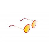 Lunette de Soleil Ronde Rouge Verres Miroirs Oranges-2