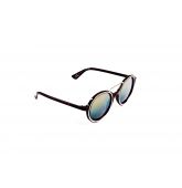 Lunettes de Soleil Noire Verres Miroirs Jaunes-2