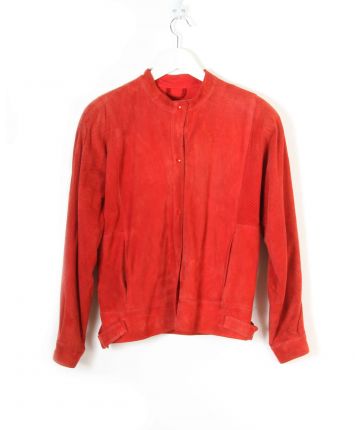 Blouson Daim Femme Rouge Vintage T XL