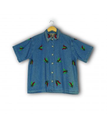 Chemisier en jean à motif piments