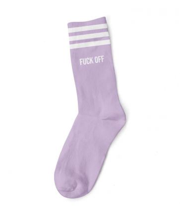 FUCK OFF WHITE PURPLE SOCKS