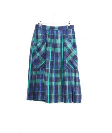 Jupe à Carreaux Bleu Verte Vintage