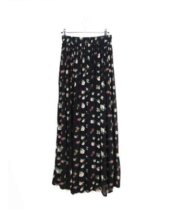 Jupe Noire Motif Fleur Vintage