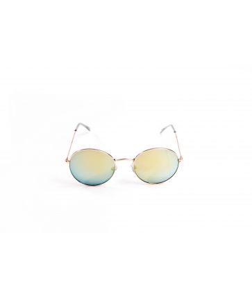 Lunette de Soleil Ronde Cuivre Verres Miroirs Jaunes