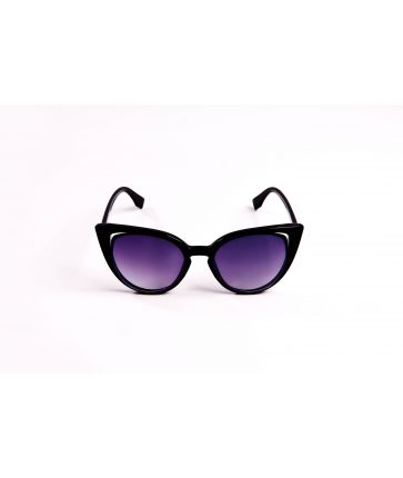 Lunettes de soleil noire yeux de chat avec découpe