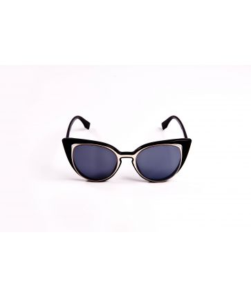Lunettes de soleil écaille yeux de chat avec découpe dorée