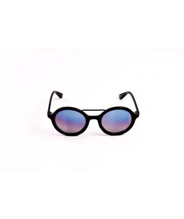 Lunettes de Soleil Noir Verres Miroirs Bleus