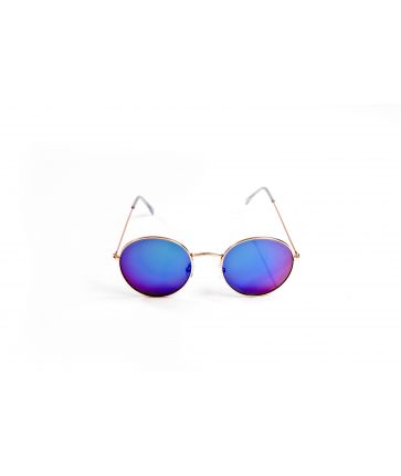 Lunettes de Soleil Ronde Cuivre Verres Miroirs Bleu / Vert
