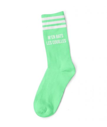 M'EN BATS LES COUILLES WHITE GREEN SOCKS