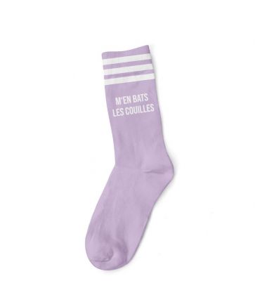 M'EN BATS LES COUILLES WHITE PURPLE SOCKS
