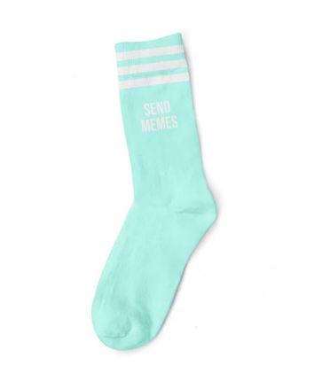 SEND MEMES WHITE BLUE SOCKS
