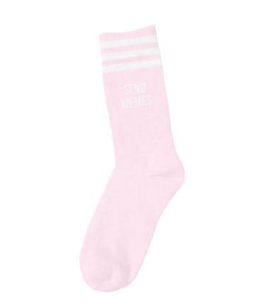 SEND MEMES WHITE PINK SOCKS