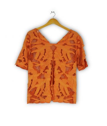 T-shirt ajouré orange