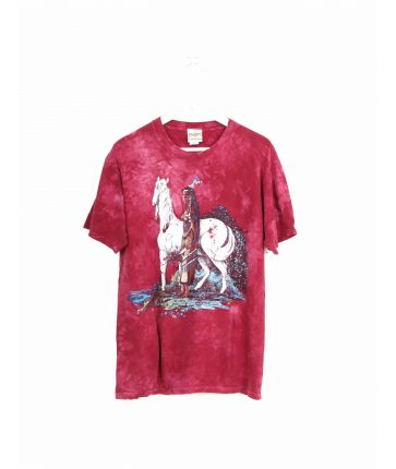 Tshirt Tie & Dye Rouge imprimé Indien