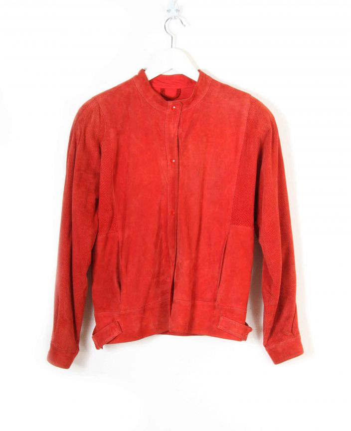 Blouson Daim Femme Rouge Vintage T XL