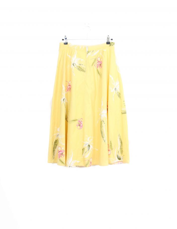 Jupe Jaune Motif Fleur Vintage