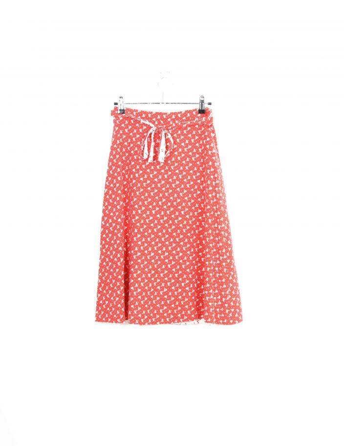 Jupe Rouge Motif Fleur Vintage