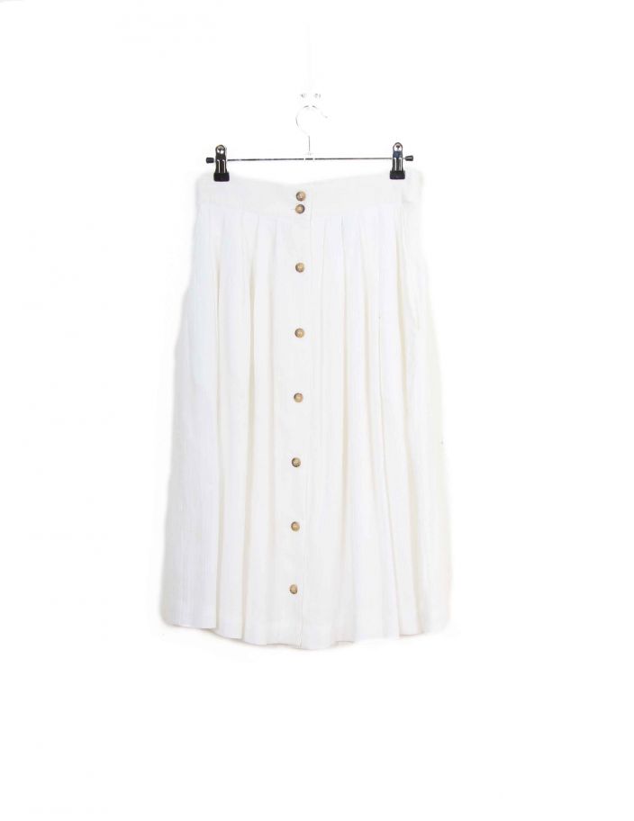 Jupe Unie Blanche Effet Froissé Vintage