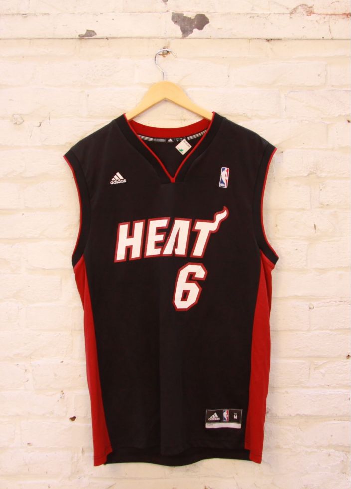 Maillot de basket Adidas Vintage Noir Rouge Heat NBA