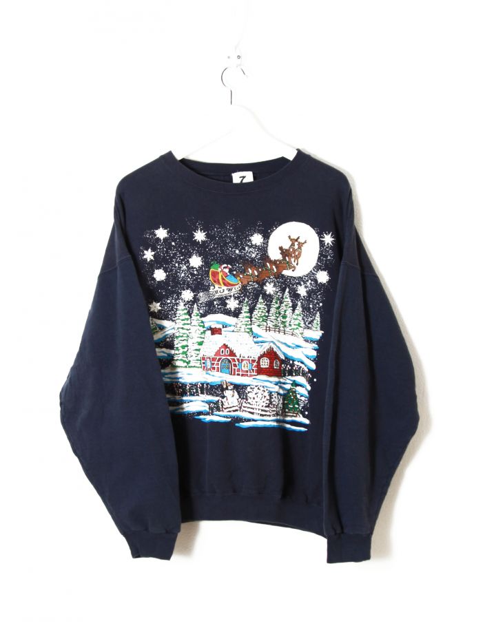 Sweat de Noël Vintage Bleu T M - L