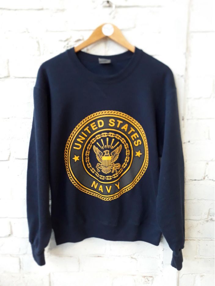 Sweatshirt Us bleu marine vintage