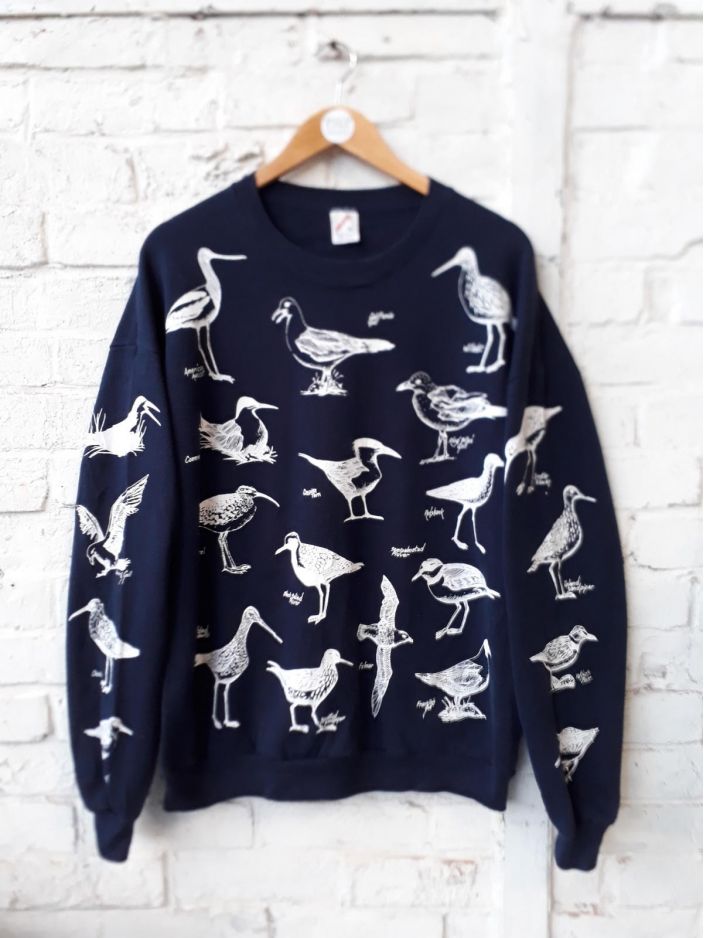Sweatshirt vintage à motifs oiseaux